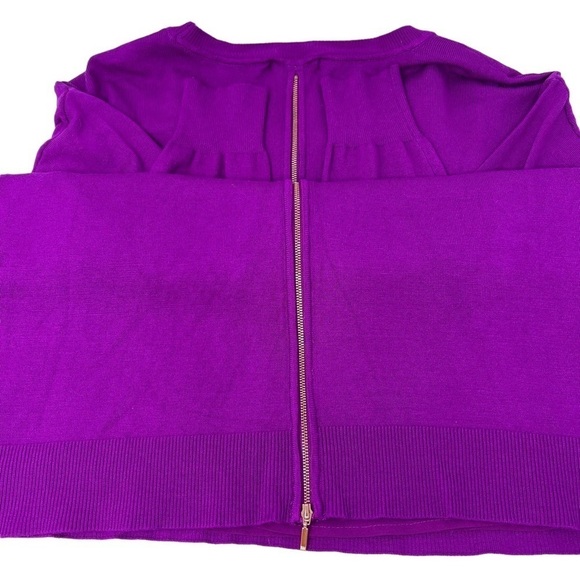 Gibson & Latimer Scoop Neck Gold Tone Back Zip Long Sleeve Lined Sweater Size M - Picture 10 of 15